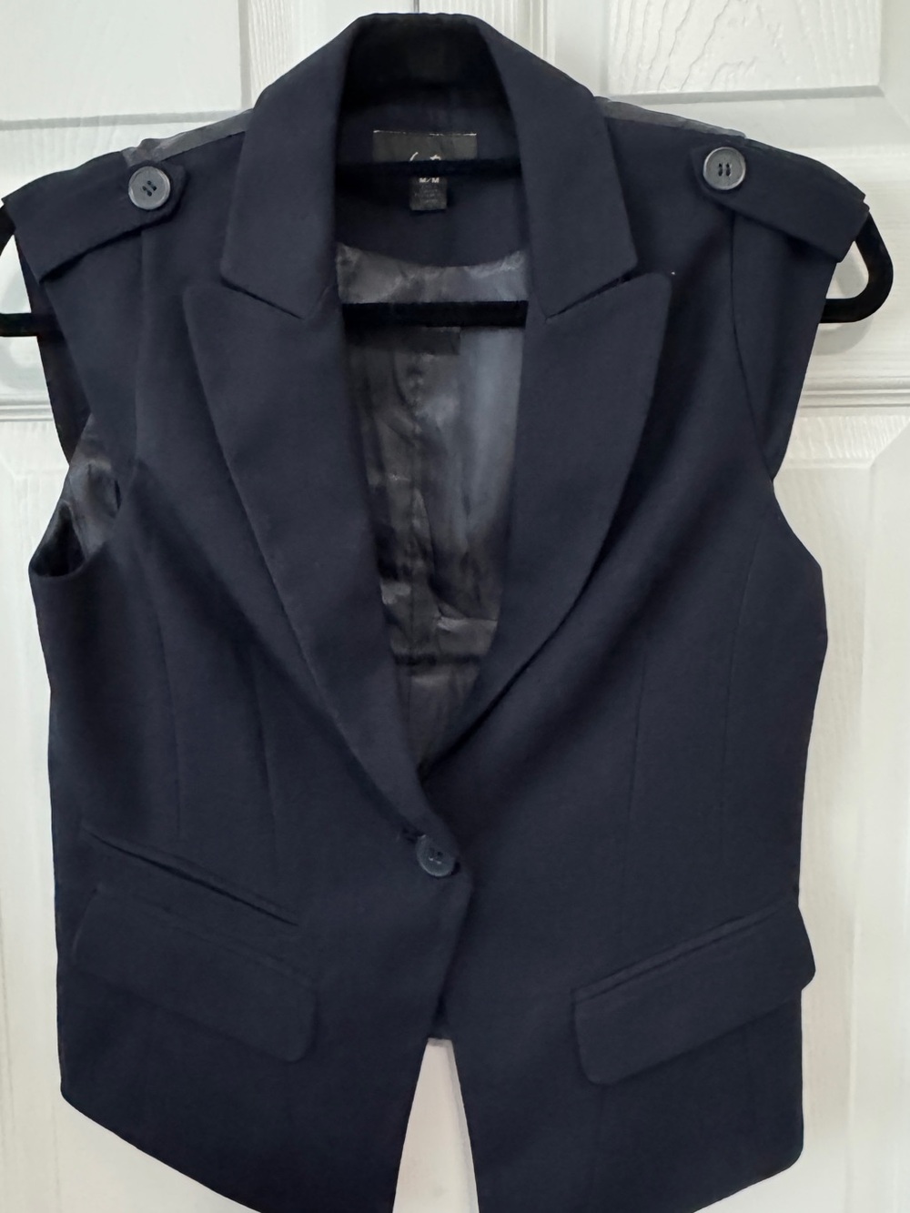 Forever 21 Black Sleeveless Blazer Vest with Epaulets